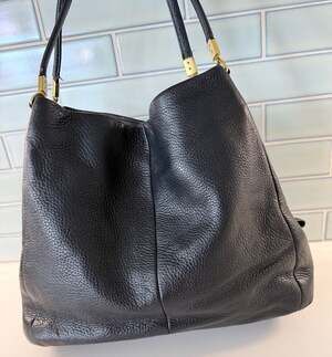Coach Madison Phoebe Black Peppled Leather Shoulder Bag Hobo